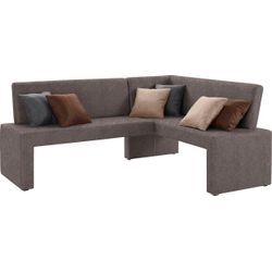 Eckbank HOME AFFAIRE "Barcelona", braun (dunkelbraun (capulet 4007)), B:200cm H:88cm T:160cm, Massivholz, Holzwerkstoff, Polyester, Sitzbänke, In verschiedenen Stoffen und Farben