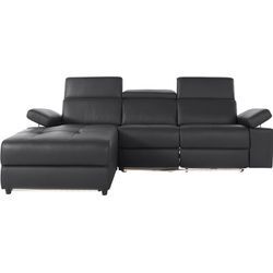 Ecksofa PLACES OF STYLE "Kilado, L-Form", schwarz, B:259cm H:98cm T:163cm, Echtleder/Kunstleder, Sofas, mit Relaxfunktion, verstellbarer Armlehne, Kopfteilverstellung