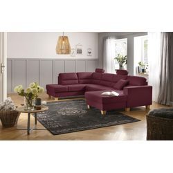 Wohnlandschaft HOME AFFAIRE "Navan, U-Form", rot, B:313cm H:100cm, Sofas, Wohnlandschaft, wahlweise mit Bettfunktion und Kopfstütze