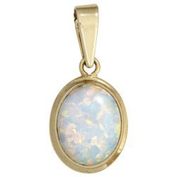 Ketten-Anhänger JOBO "Anhänger oval", gold (gelbgold 333), Schmuckanhänger, Damen, Gelbgold 333, 333 Gold mit synthetischem Opal