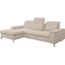 Ecksofa WERK2 "Meran L-Form" Sofas Gr. B/H/T: 270cm x 104cm x 170cm, Struktur weich, Recamiere links, Schlaffunktion, Bettkasten, verstellbare Kopfteile, Sitztiefenverstellung, beige (creme) Schlafsofa mit Sitztiefenverstellung & verstellbaren Kopfteilen