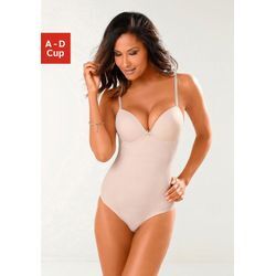 Push-up-Body LASCANA Gr. 70, Cup D, beige (puder) Damen Bodies LASCANA für ein tolles Dekolleté aus seidiger Microfaser, Basic Dessous