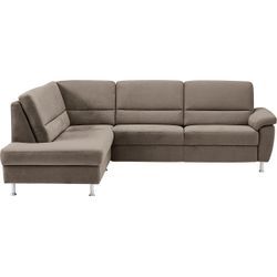 Ecksofa CALIZZA INTERIORS "Onyx L-Form", braun (cappuccino), B:257cm H:90cm T:196cm, 60% Recycling-Polyester, 40% Polyester, Sofas, Ottomane links oder rechts, wahlweise mit Bettfunktion, Breite 257 cm