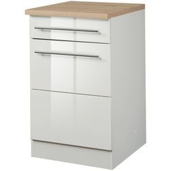 Unterschrank KOCHSTATION "KS-Wien", weiß (weiß hochglanz), B:50cm H:85cm T:60cm, MDF, Holzwerkstoff, Schränke, Breite 50 cm, mit 1 Tür und 1 Schubkasten