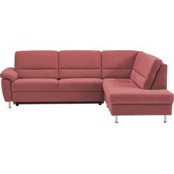 Ecksofa CALIZZA INTERIORS "Onyx L-Form", rot (1031 paprika), B:257cm H:90cm T:196cm, Flachgewebe in Samt-Optik - 100% Polyester, Sofas, Ottomane links oder rechts, wahlweise mit Bettfunktion, Breite 257 cm