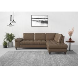 Ecksofa SIT & MORE "Westham L-Form", braun (coffee), B:261cm H:88cm T:179cm, 100% Polyester, Sofas, mit Ottomane, mit oder ohne Bettfunktion, Bettkasten, Verstellung