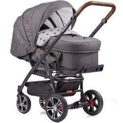 Kombi-Kinderwagen GESSLEIN "F4 Air+, schwarz/tabak, grau meliert/Stern grau meliert", schwarz (schwarz, tabak, grau meliert, stern grau meliert), Baby, Kinderwagen, mit Tragetasche C2 Compact; Design & Handarbeit aus Deutschland