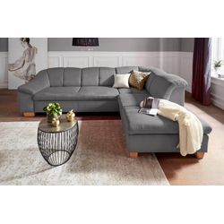 Ecksofa SIT & MORE "Santo L-Form", grau (steel), B:272cm H:82cm T:206cm, Sofas, mit Federkern, wahlweise mit Bettfunktion und Stauraum