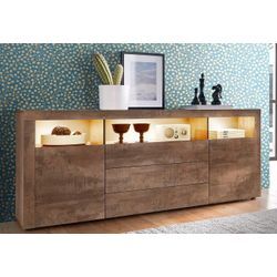 Sideboard BORCHARDT MÖBEL "Santa Fe", braun (stahlfarben braun), B:166cm H:72cm T:35cm, Holzwerkstoff, Spanplatte, Sideboards, Breite 166 cm