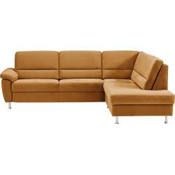 Ecksofa CALIZZA INTERIORS "Onyx L-Form", gelb (mais), B:257cm H:90cm T:196cm, 60% Recycling-Polyester, 40% Polyester, Sofas, Ottomane links oder rechts, wahlweise mit Bettfunktion, Breite 257 cm