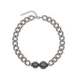 Collier FIRETTI "Chunky Pearl", grau (metallfarbengrau), Halsketten, Damen, Metall, L: 62cm B: 20mm, mit Kunststoffperle, B:20mm