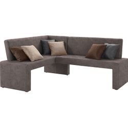 Eckbank HOME AFFAIRE "Barcelona", braun (dunkelbraun (arizona 4412)), B:200cm H:88cm T:160cm, Massivholz, Holzwerkstoff, Polyester, Sitzbänke, In verschiedenen Stoffen und Farben