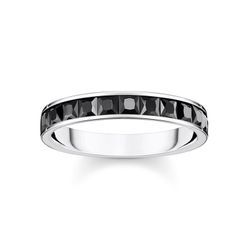 Fingerring THOMAS SABO "Steine Pavé TR2358-051-9-52-60, TR2358-643-11-52-60" Fingerringe Gr. 56, Silber 925 (Sterlingsilber), 4 mm, silberfarben (silberfarben, schwarz, schwarz) Damen mit Zirkonia (synth.)