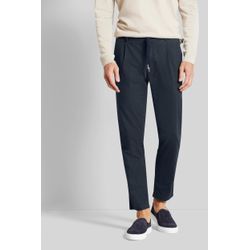 Bundfaltenhose BUGATTI, Herren, Gr. 35, Länge 30, blau (marine), 56% Baumwolle, 42% Leinen, 2% Elasthan, casual, gerade, unten schmal, Hosen, mit konischer Passform