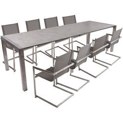 Garten-Essgruppe GARDEN PLEASURE "SIENNA" Sitzmöbel-Sets Gr. B/H/T: 292 cm x 90 cm x 160 cm, ausziehbar, grau (grau, taupe, silberfarben) mit ausziehbarem Tisch