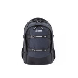 Schulrucksack 2BE Gr. B: 23 cm, schwarz (schwarz, grau) Kinder Rucksäcke mit reflektierenden Elementen