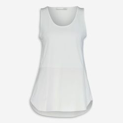 Weißes Tanktop mit Hemdstoffeinsatz