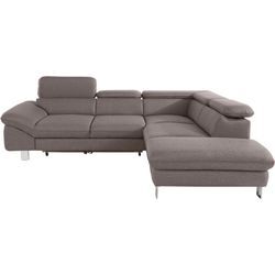 Ecksofa COTTA "Driver L-Form", braun, B:266cm H:73cm T:214cm, Struktur (100% Polyester), Chenille (90% Polyester, 10% Polyamid), Sofas, mit Kopfteilverstellung, wahlweise mit Bettfunktion