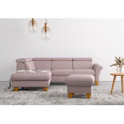 Ecksofa HOME AFFAIRE "Lindgren L-Form", rosa (rose), B:249cm H:84cm T:217cm, 100% Polyester, Sofas, wahlweise mit TV-Funktion, Stauraum und Kopfteilverstellung