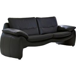 3-Sitzer PLACES OF STYLE "Luna", schwarz, B:205cm H:80cm T:88cm, NaturLEDER (echtes Rindsleder), Sofas, in einzigartiger Optik