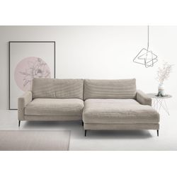 Ecksofa INOSIGN "Downtown, B/T/H: 272/190/84 cm L-Form", grau (taupe), B:272cm H:84cm T:190cm, 88% Polyester, 12% Polyacryl, Sofas, weicher Sitzkomfort auch in Cord und Bouclé, incl. Zierkissen