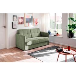 Schlafsofa INOSIGN "Milano", grün, B:147cm H:89cm T:87cm, 100% Polyester, Sofas, zwei einzeln ausziehbare Liegefunktionen