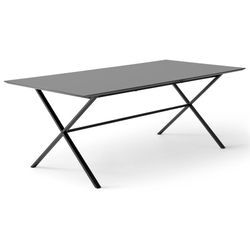 Esstisch HAMMEL FURNITURE "Meza by Hammel" Tische Gr. B/H/T: 100 cm x 73,5 cm x 100 cm, Einlegeplatten, grau (graphit, schwarz) Esstische rechteckig rechteckige Tischplatte MDF, gekreuztes Metallgestell