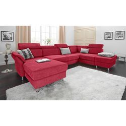 Wohnlandschaft SIT & MORE "Avignon U-Form", rot, B:331cm H:97cm T:228cm, Flachgewebe (90% Polyester, 10% Polyamid), Luxus-Microfaser (100% Polyester), Struktur (100% Polyester), Sofas, wahlweise mit Bettfunktion und Stauraum, inklusive Kopfteilverstellung