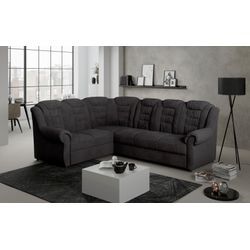 Ecksofa HOME AFFAIRE "Boston L-Form" Sofas Gr. B/H/T: 266 cm x 102 cm x 216 cm, Microfaser bedruckt, langer Schenkel rechts, Ohne Bettfunktion-ohne Schubkasten, grau (anthracite) Ecksofas Gemütliches Ecksofa mit hoher Rückenlehne in klassischem Design