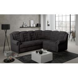 Ecksofa HOME AFFAIRE "Boston L-Form" Sofas Gr. B/H/T: 266 cm x 102 cm x 216 cm, Microfaser bedruckt, langer Schenkel links, Ohne Bettfunktion-ohne Schubkasten, grau (anthracite) Ecksofas Gemütliches Ecksofa mit hoher Rückenlehne in klassischem Design