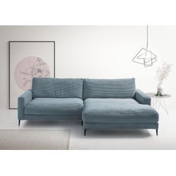 Ecksofa INOSIGN "Downtown, B/T/H: 272/190/84 cm L-Form", blau (petrol), B:272cm H:84cm T:190cm, 88% Polyester, 12% Polyacryl, Sofas, weicher Sitzkomfort auch in Cord und Bouclé, incl. Zierkissen