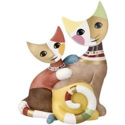 Dekofigur GOEBEL "Rosina Wachtmeister - Katzen Noemi e Taddeo", bunt, B:7,5cm H:16,5cm T:12,5cm, Biskuitporzellan, Dekofiguren, Sammelfigur