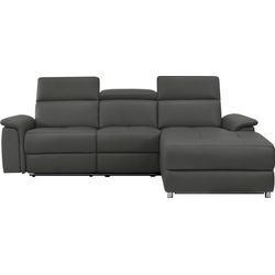 Ecksofa PLACES OF STYLE "Pareli, L-Form, 259cm,m. Recamiere, Echtleder, Kunstleder, Webstoff" Sofas Gr. B/H/T: 259 cm x 98 cm x 163 cm, Kunstleder, Recamiere rechts, manuelle Rela x funktion auf Seite gegenüber der Recamiere, schwarz Ecksofas man. o. elektr. Relaxfunktion, USBKopfteilverstellg u. LED