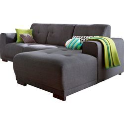 Ecksofa HOME AFFAIRE "Langeland L-Form", grau (anthrazit), B:234cm H:85cm T:163cm, Struktur grob (100% Polyester), Sofas, incl. 2 Zierkissen, Recamiere wahlweise links oder rechts