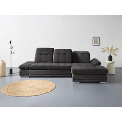 Ecksofa COTTA "Holiday L-Form" Sofas Gr. B/H/T: 302cm x 86cm x 190cm, Microfaser, Recamiere rechts, mit Bettfunktion-mit Bettkasten-mit Kopfteilverstellung-mit Armteilverstellung-mit Sitztiefenverstellung, braun (mud) Sitztiefenverstellung, wahlweise mit Bettfunktion inkl. Bettkasten