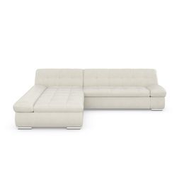 Ecksofa DOMO COLLECTION "Mona L-Form", beige (creme), B:297cm H:80cm T:173cm, Struktur fein 100% Polyester, Chenilleoptik 100% Polyester, SOFTLUX/Struktur fein 100% Polyester, Sofas, wahlweise mit Bettfunktion