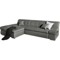 Ecksofa DOMO COLLECTION "Mona L-Form", grau (steel), B:297cm H:80cm T:173cm, Struktur fein 100% Polyester, Chenilleoptik 100% Polyester, SOFTLUX/Struktur fein 100% Polyester, Sofas, wahlweise mit Bettfunktion