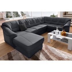 Wohnlandschaft SIT & MORE "Savona U-Form", schwarz, B:320cm H:90cm T:211cm, Luxus-Kunstleder, Primabelle-Microfaser, NaturLederKorpus ist mit passendem Luxus-Kunstleder bezogen. Bitte beachten Sie, dass Lederbezüge mehr Nähte aufweisen als Stoffbezüge, Struktur, Sofas, wahlweise mit Bettfunktion, inklusive Federkern, frei im Raum stellbar