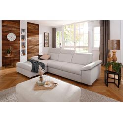 Ecksofa HOME AFFAIRE "Mauritius L-Form", beige (natur), B:287cm T:178cm, Struktur fein (100% Polyester), Luxus-Microfaser Lederoptik (100% Polyester), Soft clean (98% Polyester, 2% Polyamid), Sofas, mit Kopfteil- und Armlehnverstellung, mit Bettfunktion und Bettkasten