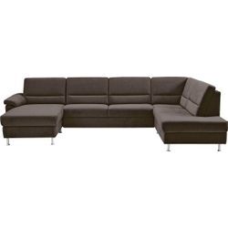 Wohnlandschaft CALIZZA INTERIORS "Onyx U-Form", braun (mocca), H:90cm, 60% Recycling-Polyester, 40% Polyester, Sofas, wahlweise mit Bettfunktion und Bettkasten