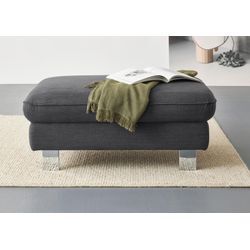 Hocker COTTA "Driver" Gr. B/H/T: 101 cm x 46 cm x 65 cm, Flachgewebe fein TBB, grau (dark grey) mit edlen Metallfüßen