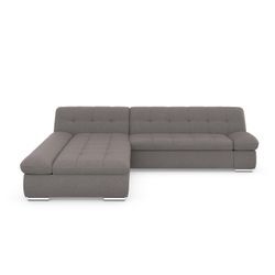 Ecksofa DOMO COLLECTION "Mona L-Form", braun (schlamm), B:297cm H:80cm T:173cm, Struktur fein 100% Polyester, Chenilleoptik 100% Polyester, SOFTLUX/Struktur fein 100% Polyester, Sofas, wahlweise mit Bettfunktion