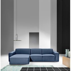 Ecksofa BETYPE "Be True, L-Form", blau, B:304cm H:70cm T:156cm, 100% Polyester, Sofas, mit zeitlosem Design und tiefer Sitzfläche