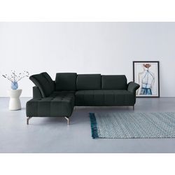 Ecksofa INOSIGN "Fresh L-Form", grün (dunkelgrün), B:260cm H:79cm T:220cm, 100% Polyester, Sofas, Federkern, wahlweise Kopfteilverstellung und motorischer Vorziehsitz