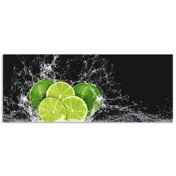 Küchenrückwand ARTLAND "Limone mit Spritzwasser" Spritzschutzwände Gr. B/H: 140 cm x 55 cm, grün Küchendekoration Alu Spritzschutz mit Klebeband, einfache Montage