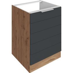 Spülenschrank KOCHSTATION "KS-Luhe", grau (grau matt, wotaneichefarben), B:60cm H:82cm T:60cm, MDF, Schränke, 60 cm breit