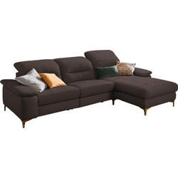 Ecksofa PLACES OF STYLE "Basel L-Form", braun (mocca), B:280cm H:84cm T:184cm, Luxus-Mikrofaser Lederoptik: 100% Polyester, , Struktur: 85% Polyester, 15% Viskose, , Sofas, mit vollmotorischer Relaxfunktion und motorischer Recamiere