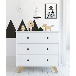 Schubkastenkommode LÜTTENHÜTT "Dolidoo" Sideboards Gr. B/H/T: 95 cm x 90 cm x 50 cm, 3 St., weiß (weiß, natur) im modernen Scandi Design