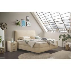 Boxspringbett ED EXCITING DESIGN "Marbella" Komplettbetten Gr. Cord Kaltschaum-Topper, Liegefläche B/L: 180cm x 200cm, Gewicht bis: 120 kg + 120 kg H3/H4 + H3/H4, 7-Zonen-Tonnentaschen-Federkernmatratze, beige (creme) Boxspringbett Duo-Matratze- harte Kokosmatte, weiche Filzabdeckung, Matratzenhülle