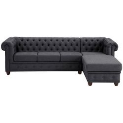 Chesterfield-Sofa HOME AFFAIRE "New Castle L-Form" Sofas Gr. B/H/T: 255cm x 72cm x 171cm, Struktur weich, Ottomane rechts, schwarz hochwertige Knopfheftung in Chesterfield-Design, BTH: 255(17172)